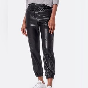 Joie Women's Black Wadley Faux Leather Jogger Pants Sz Small EUC